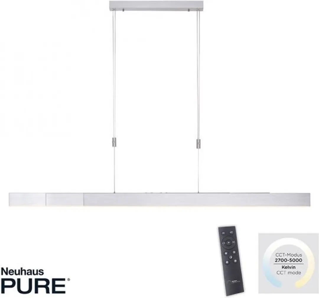 Neuhaus PURE - Hanglamp e-Slide L 120-200 cm mat chroom - afbeelding 2 van 6