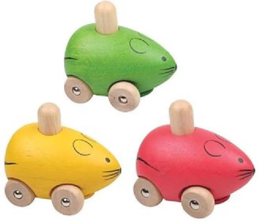 Houten muis met piep groen