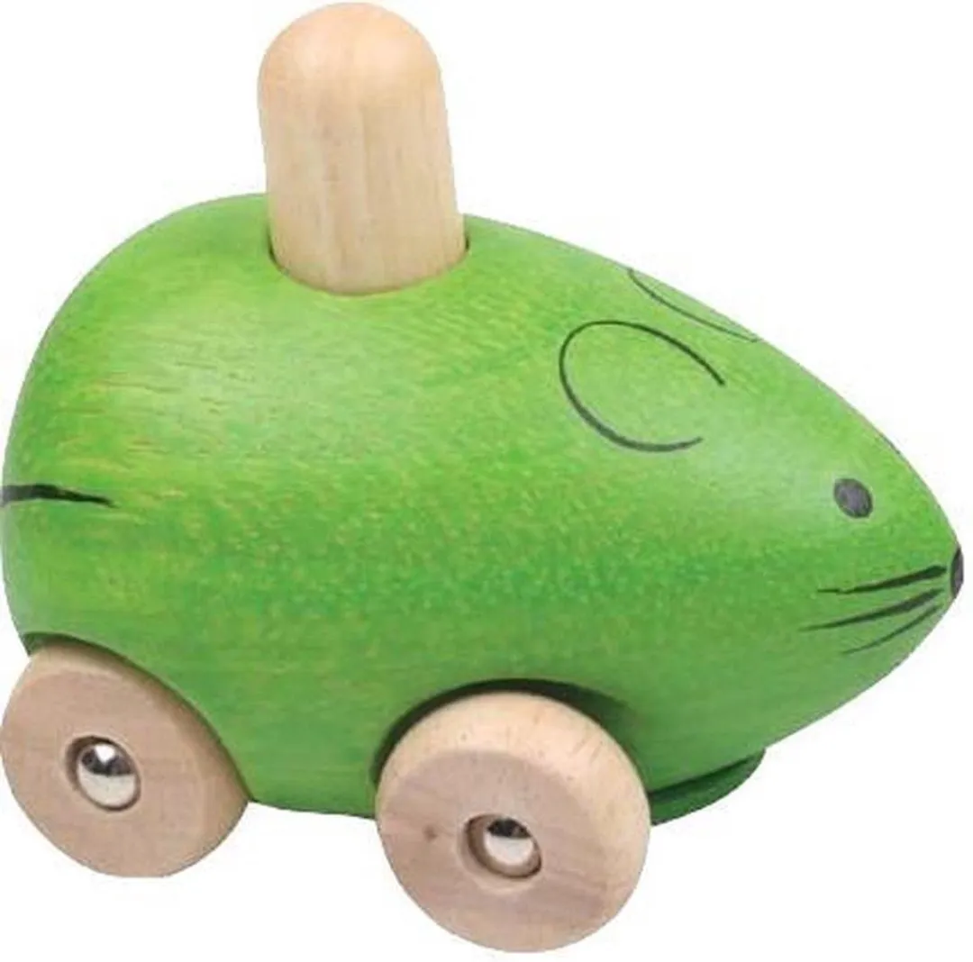 Houten muis met piep groen