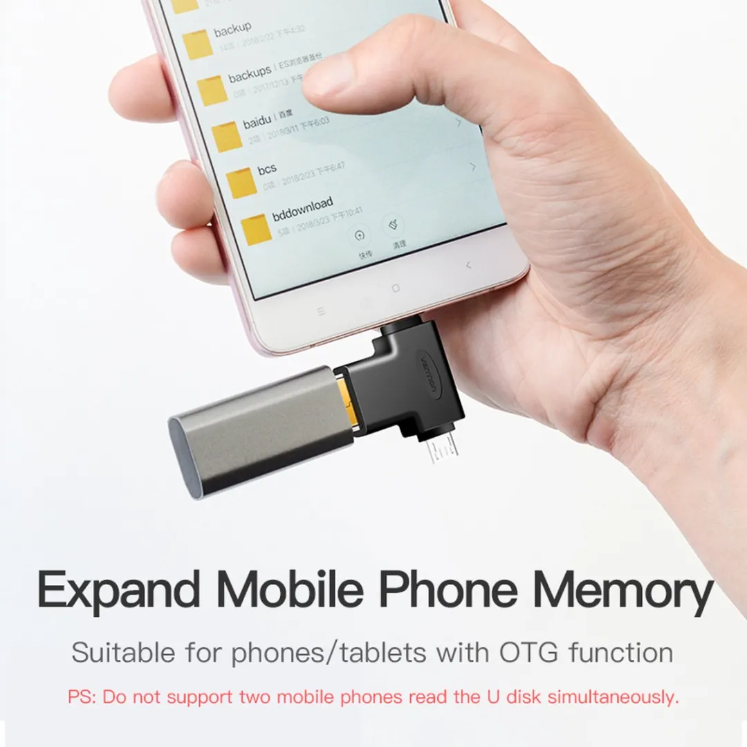 Vention OTG USB 3.0 Naar USB-C Adapter - Zwart
