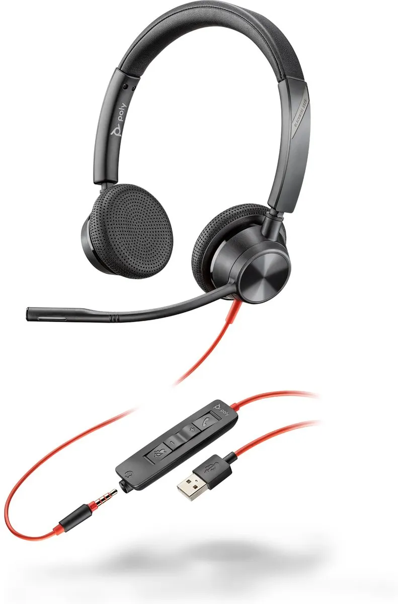 HP Poly Blackwire 3325 Headset - USB-A - Zwart