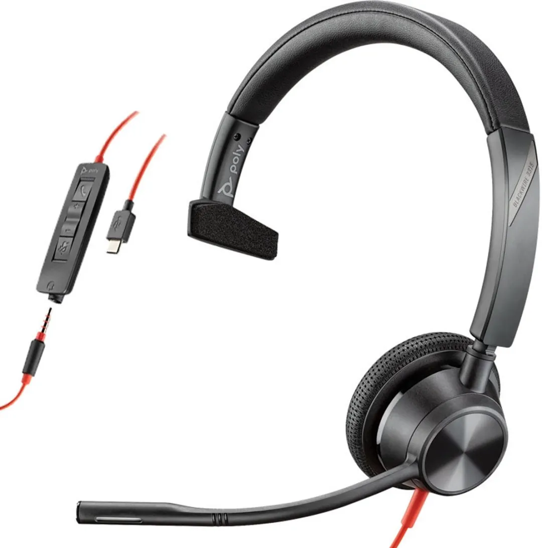 Poly Blackwire 3315-M USB-A Headset - Zwart