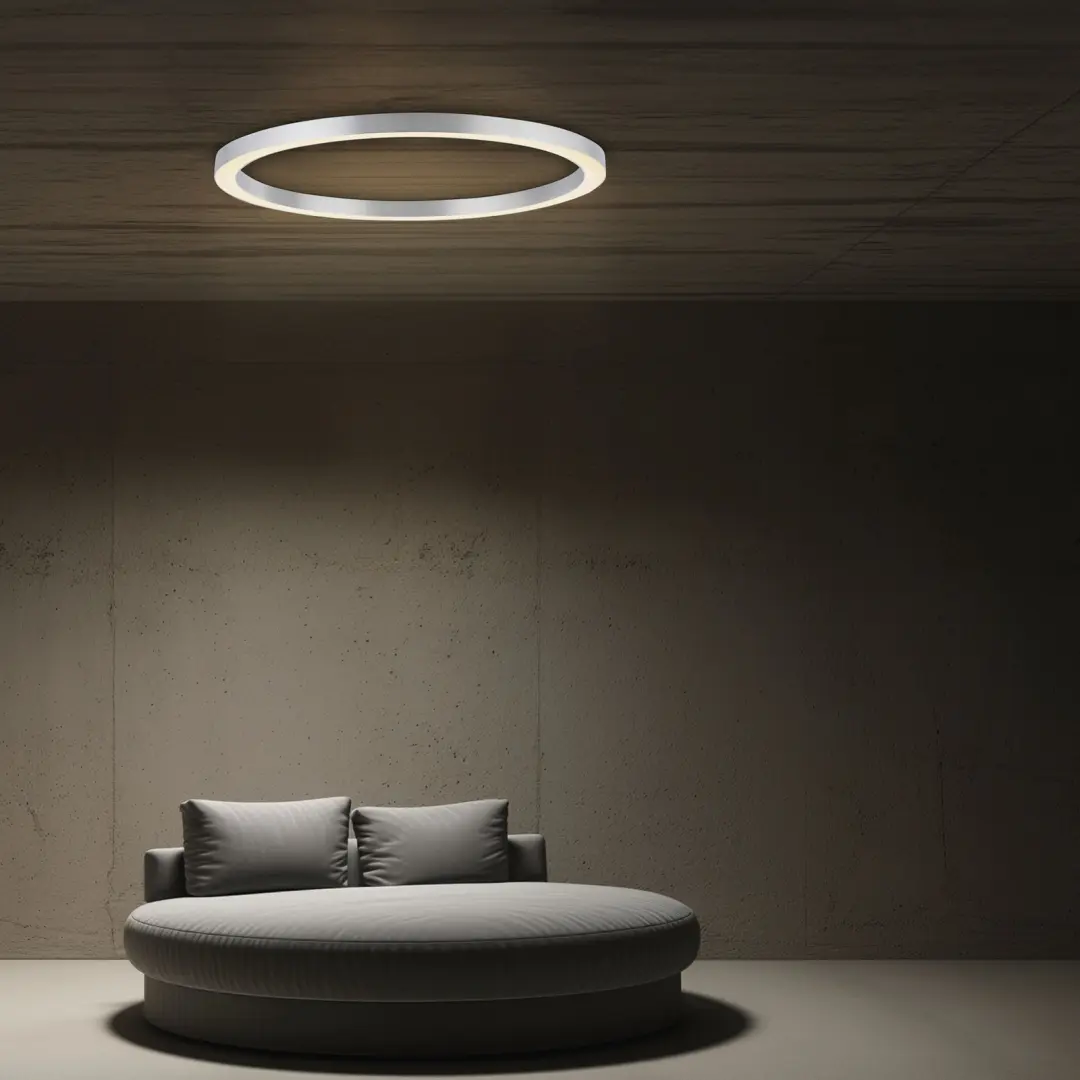 Paul Neuhaus Ronde vloerlamp Pure Lines Round Ø 70cm aluminium