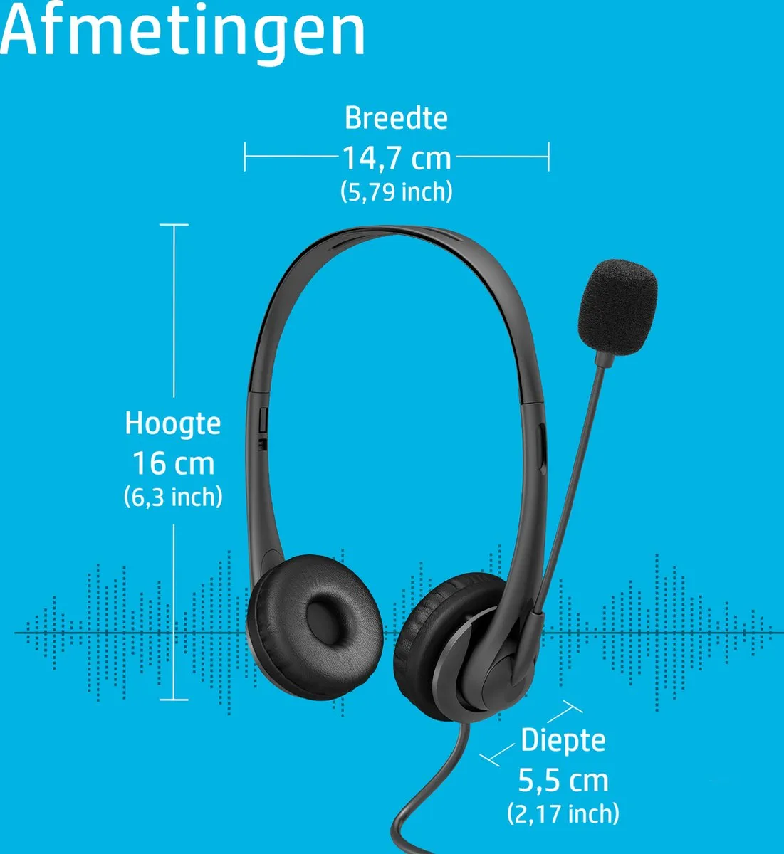 HP 428K6AA USB Headset G2 - Zwart - afbeelding 6 van 6