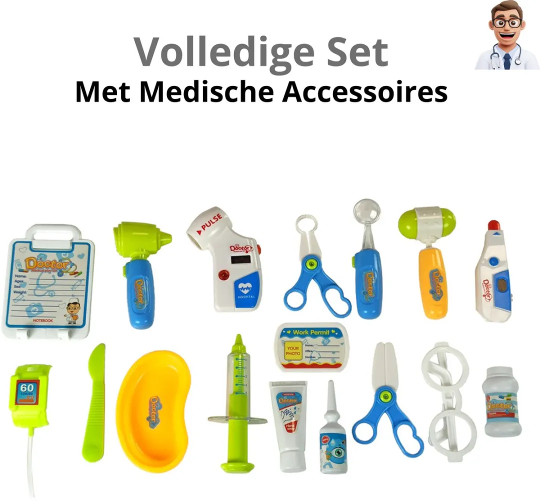 LEAN Toys Dokterset 17-delig - Wit - afbeelding 6 van 6