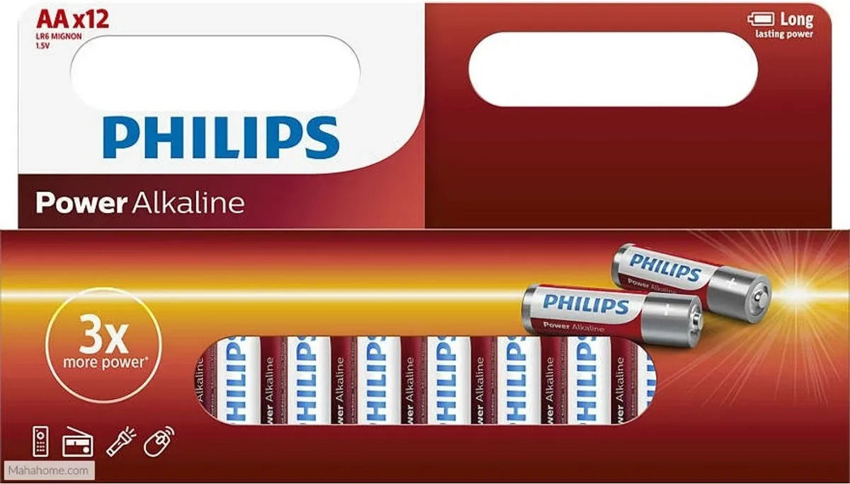 Philips Power Alkaline AA Batterijen - 12 Stuks