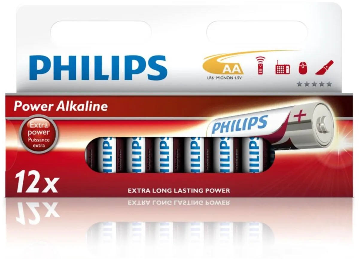 Philips Power Alkaline AA Batterijen - 12 Stuks