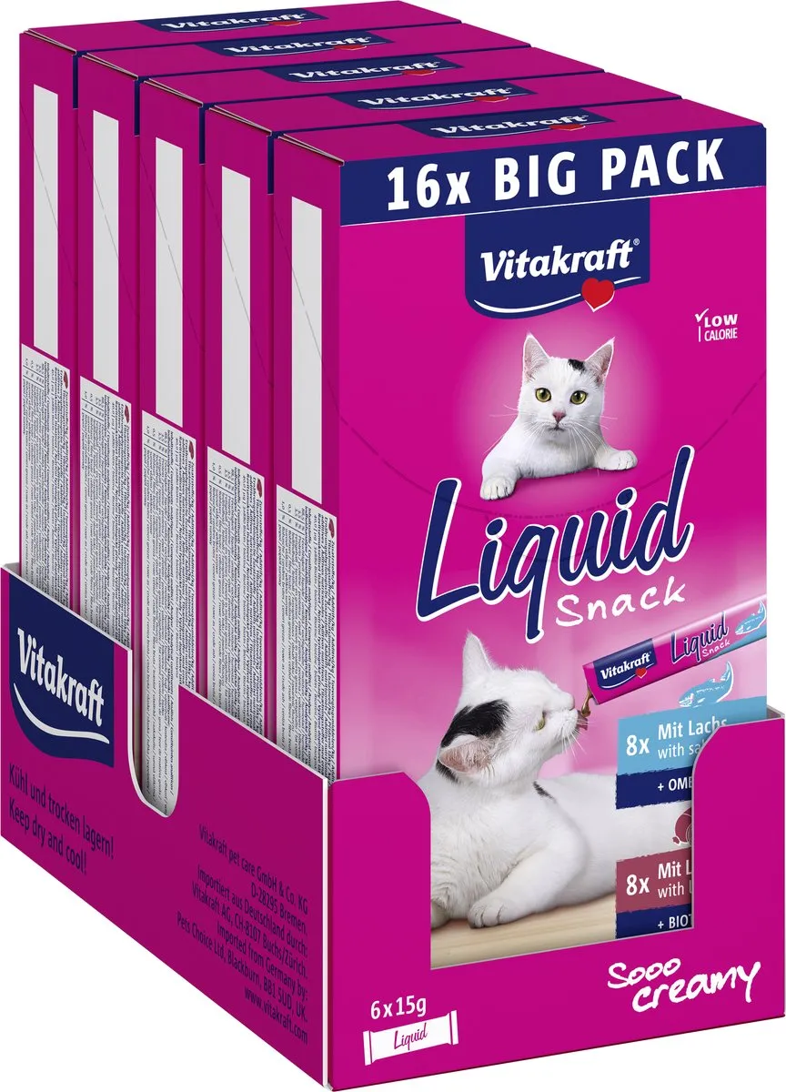 Vitakraft Liquid Snack Multipack - 16x15g Leverworst & Zalm MSC
