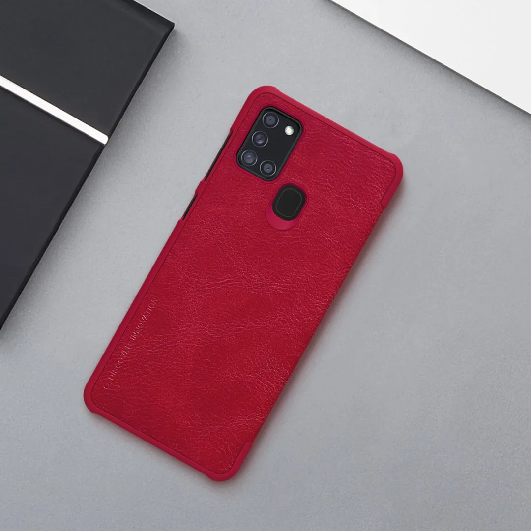 Nillkin Qin Leather Flip Cover Samsung Galaxy A21s - Rood - 2 Pasjes