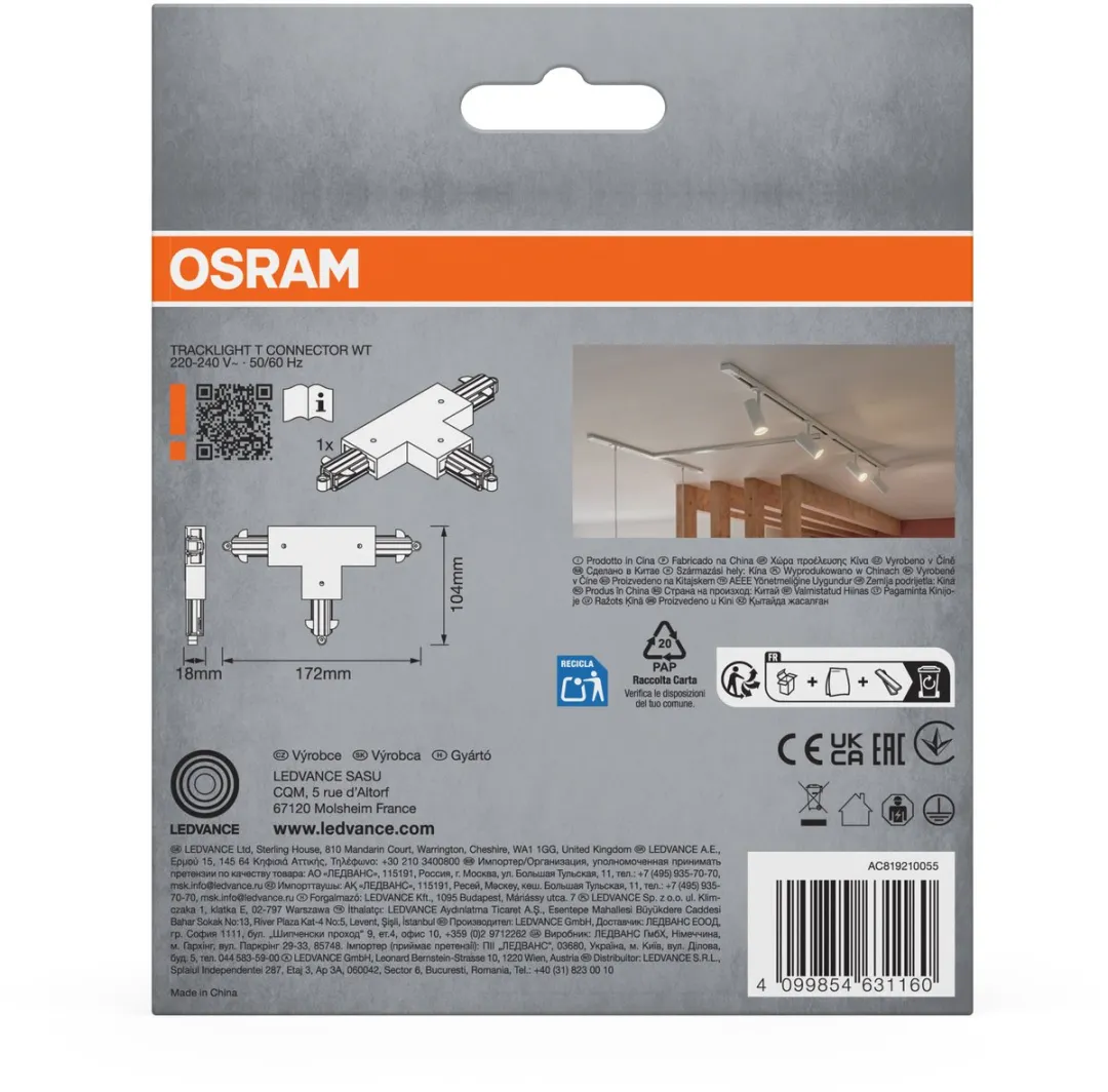 Osram Tracklight T-Connector Wit - 172x104x18mm