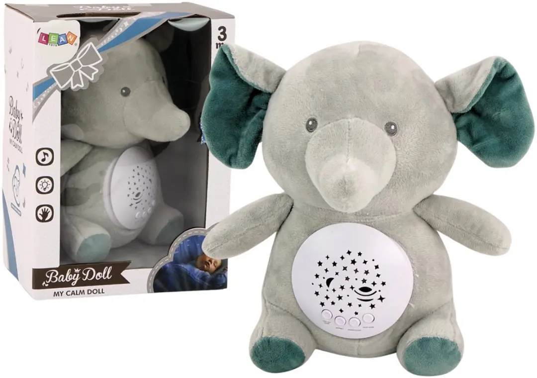 Teddybeer Olifant Slapende Melodieën Lichtsterprojector Grijs