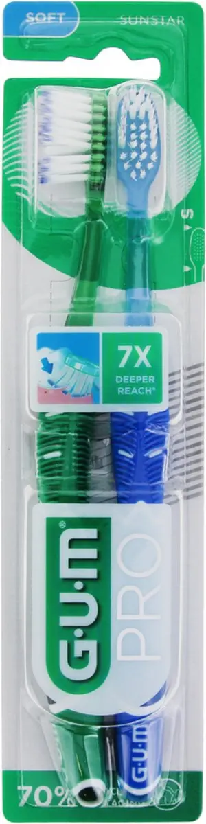 GUM Technique Pro Duo Pack 2 Zachte Tandenborstels 1525 (Kleur : Blauw)