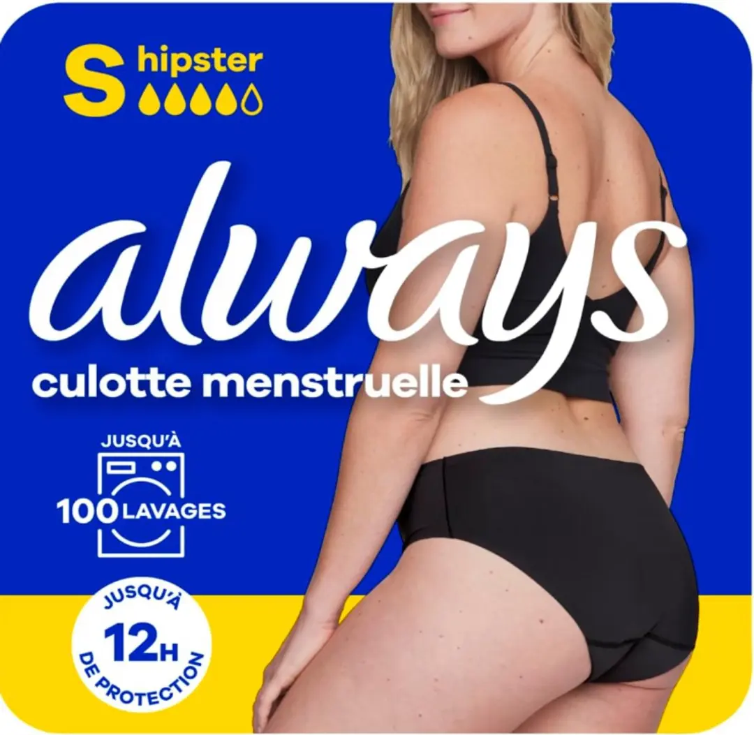 ALWAYS Menstruatieondergoed, maat S (38/40), zwart, voor lichte tot gemiddelde m