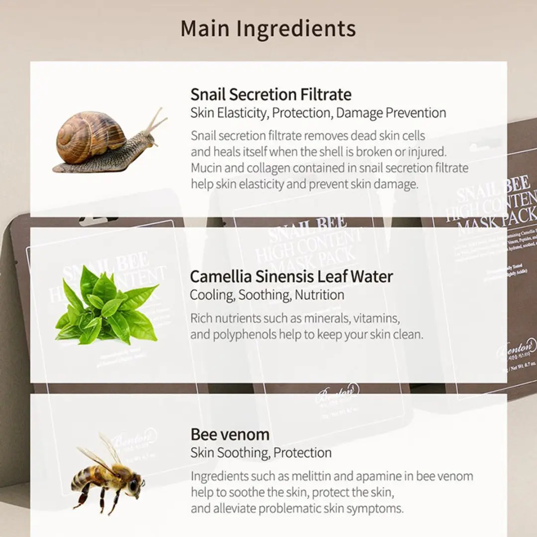 Benton Snail Bee High Content Gezichtsmasker 20ml - afbeelding 5 van 6