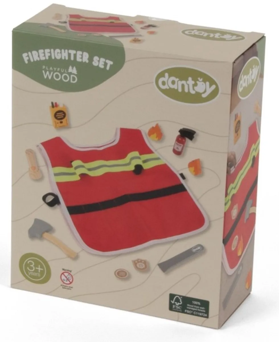 Dantoy Houten Brandweerset 10-delig