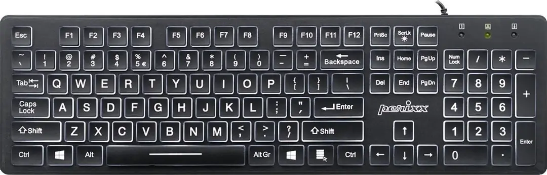 Perixx Bedrade Toetsenbord Voor Computer/Laptop Periboard 317 Met Achterverlicht