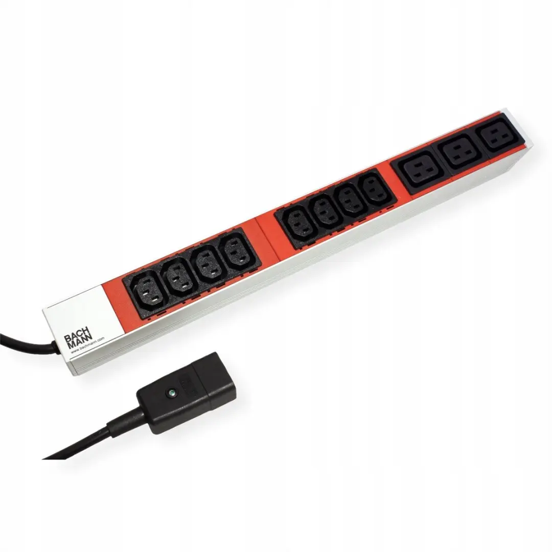 Bachmann 800.2332 IT PDU 1U - 8x C13, 3x C19 - Zwart/Rood - afbeelding 2 van 5