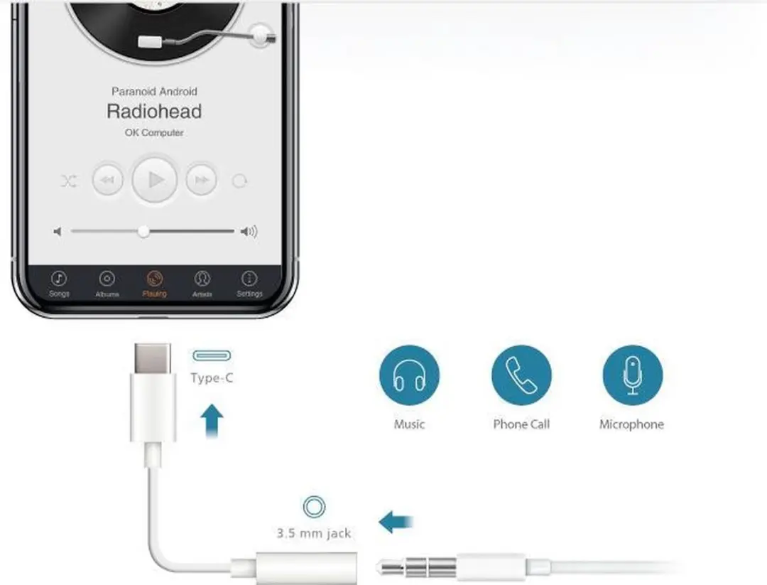 Akasa AK-CBCA27-10WH Audio-adapter USB-C naar Jack - Wit - afbeelding 2 van 5
