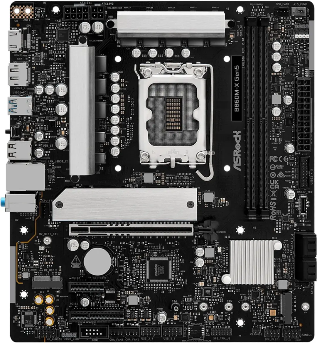 ASRock B860M-X Gen5 90-MXBSE-A0UAYZ Moederbord - afbeelding 3 van 5