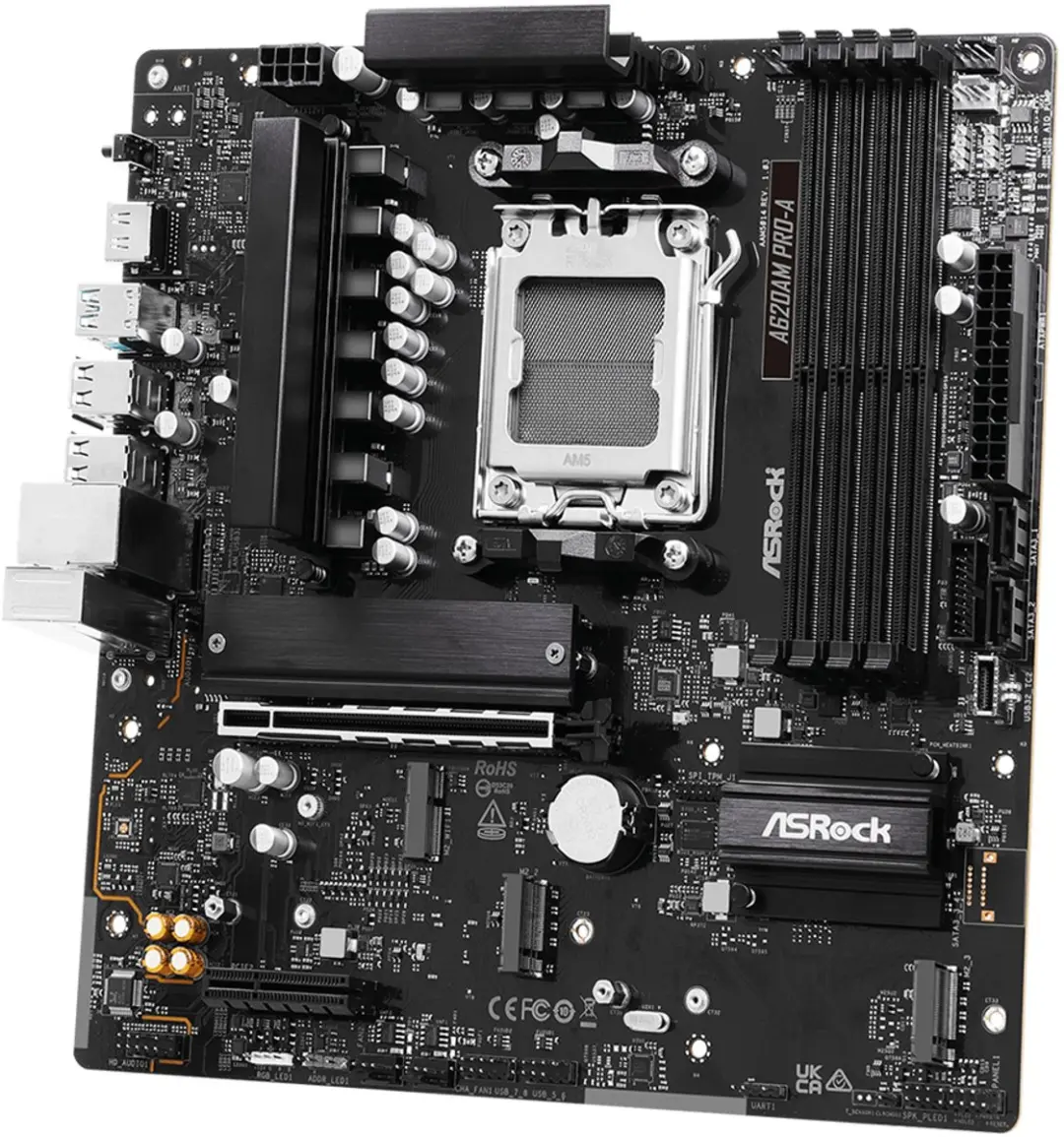 ASRock A620AM Pro-A 90-MXBSX0-A0UAYZ Moederbord - Zwart - afbeelding 3 van 4