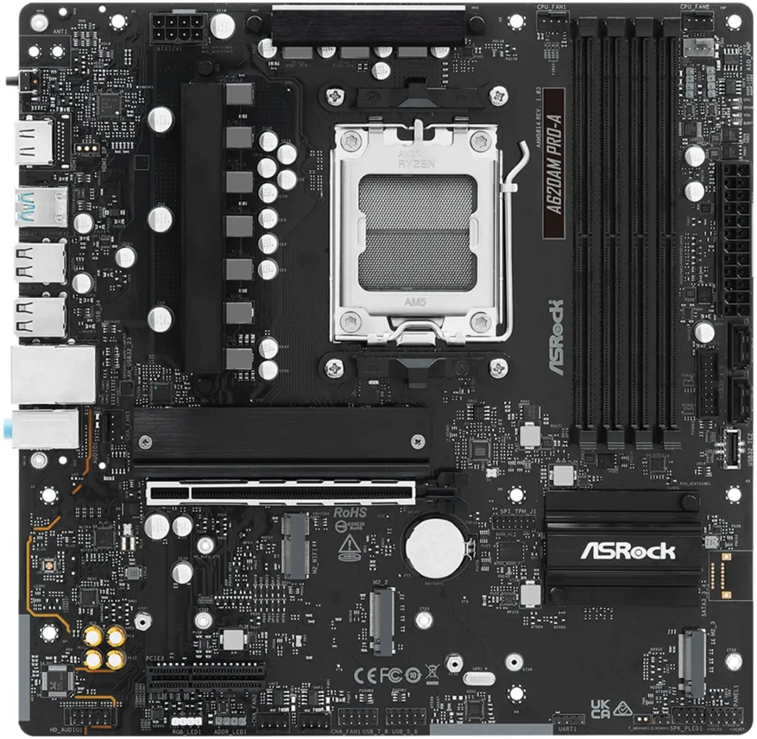 ASRock A620AM Pro-A 90-MXBSX0-A0UAYZ Moederbord - Zwart - afbeelding 4 van 4