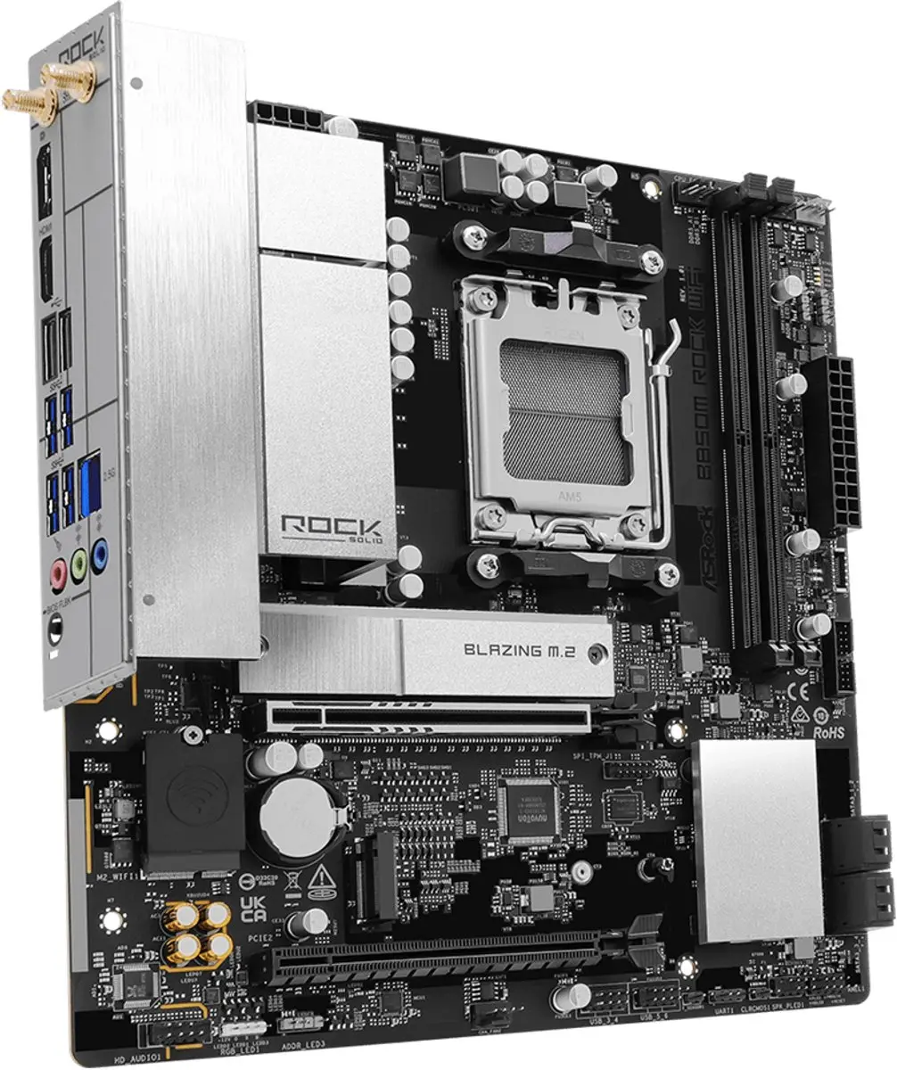 ASRock B850M Rock WiFi 90-MXBU70-A0UAYZ Moederbord - afbeelding 5 van 6