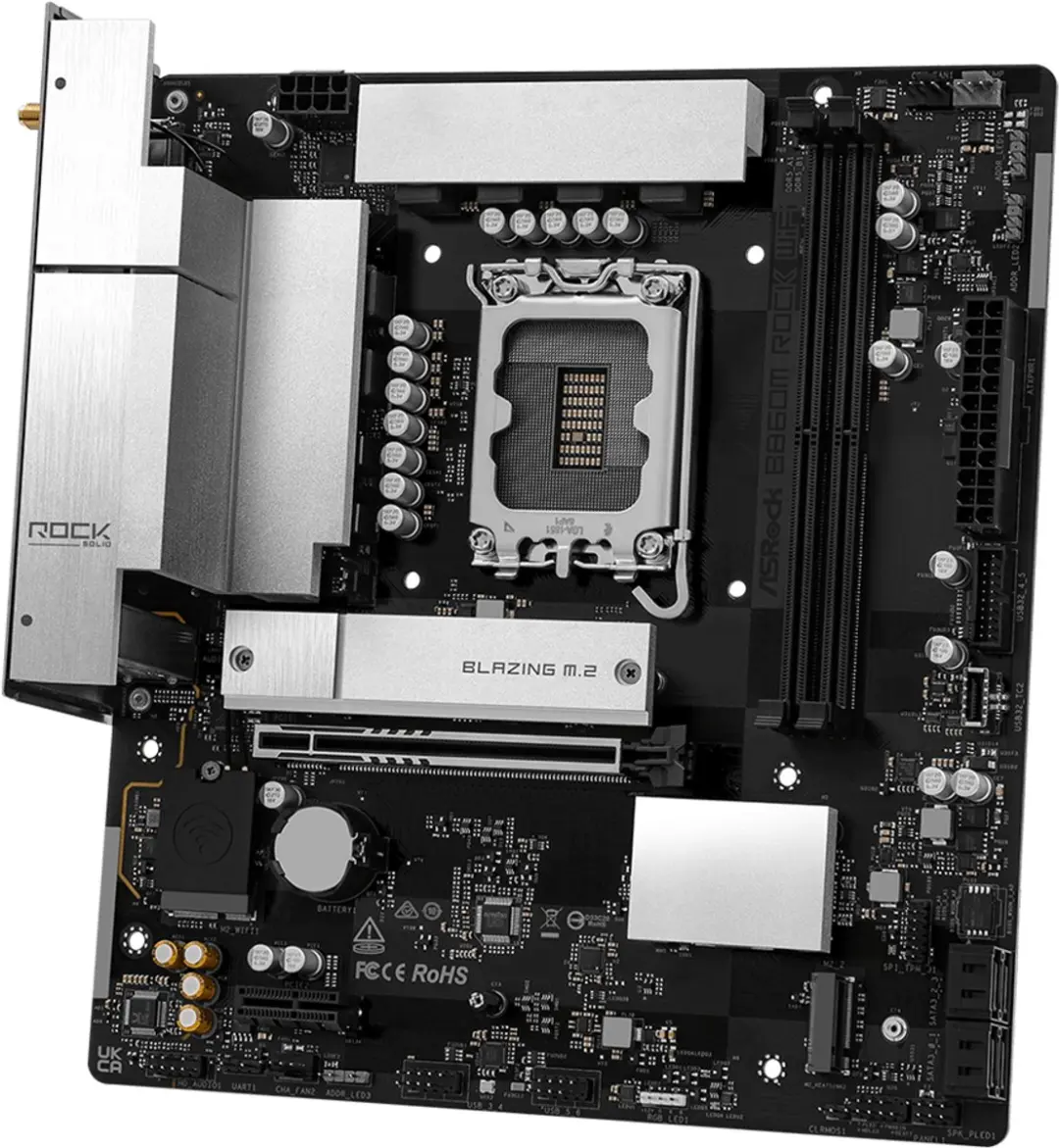 ASRock B860M Rock WiFi 90-MXBU60-A0UAYZ Moederbord - afbeelding 4 van 6