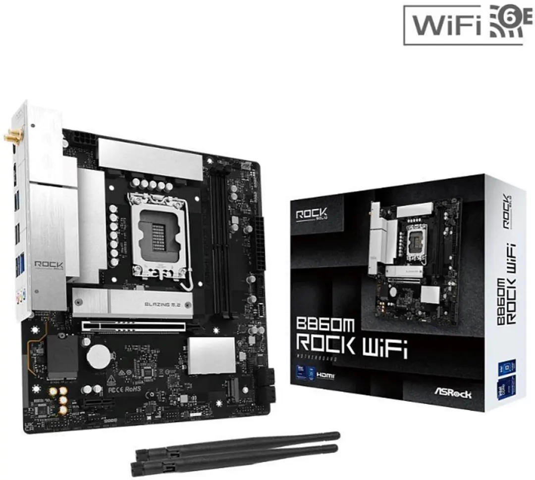 ASRock B860M Rock WiFi 90-MXBU60-A0UAYZ Moederbord - afbeelding 6 van 6