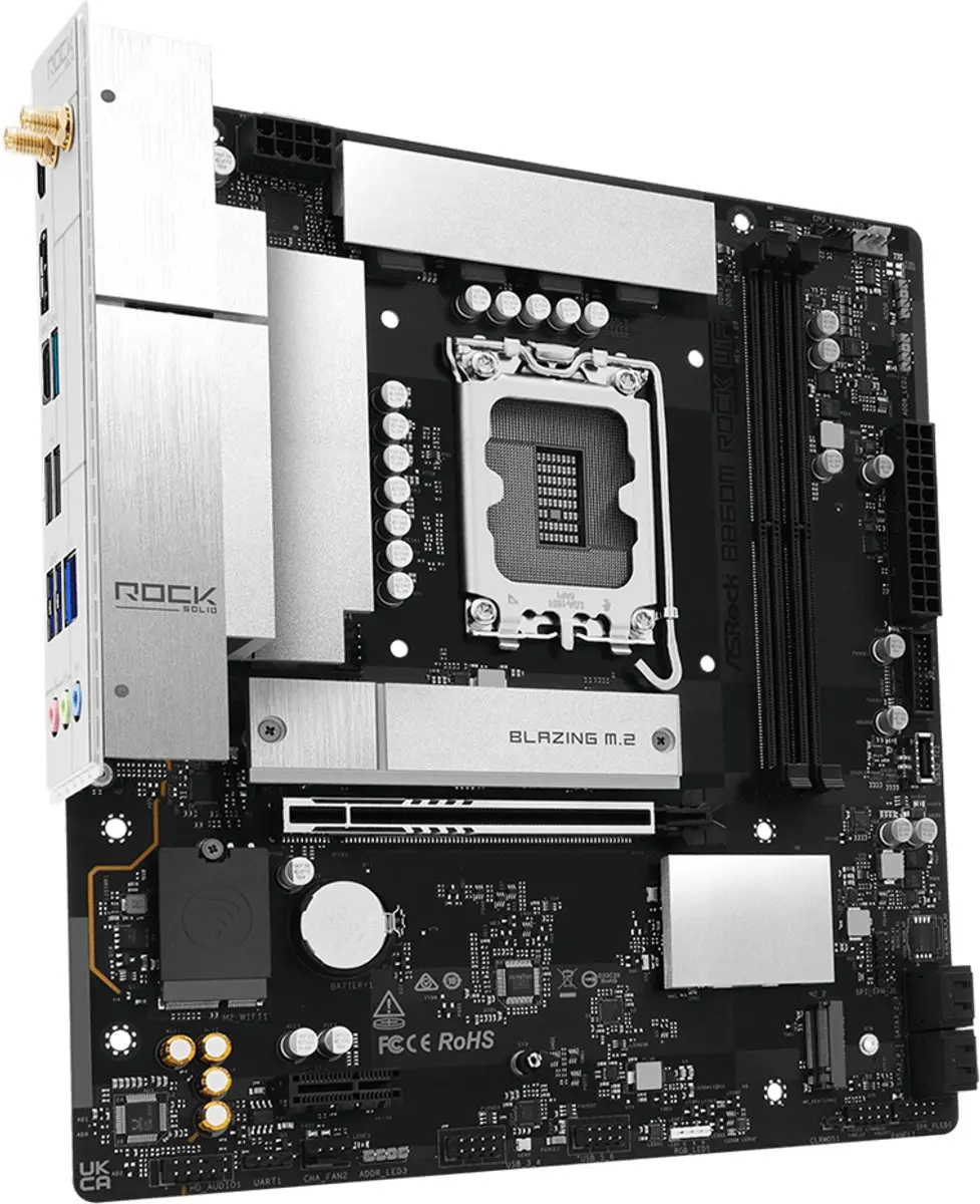 ASRock B860M Rock WiFi 90-MXBU60-A0UAYZ Moederbord - afbeelding 5 van 6