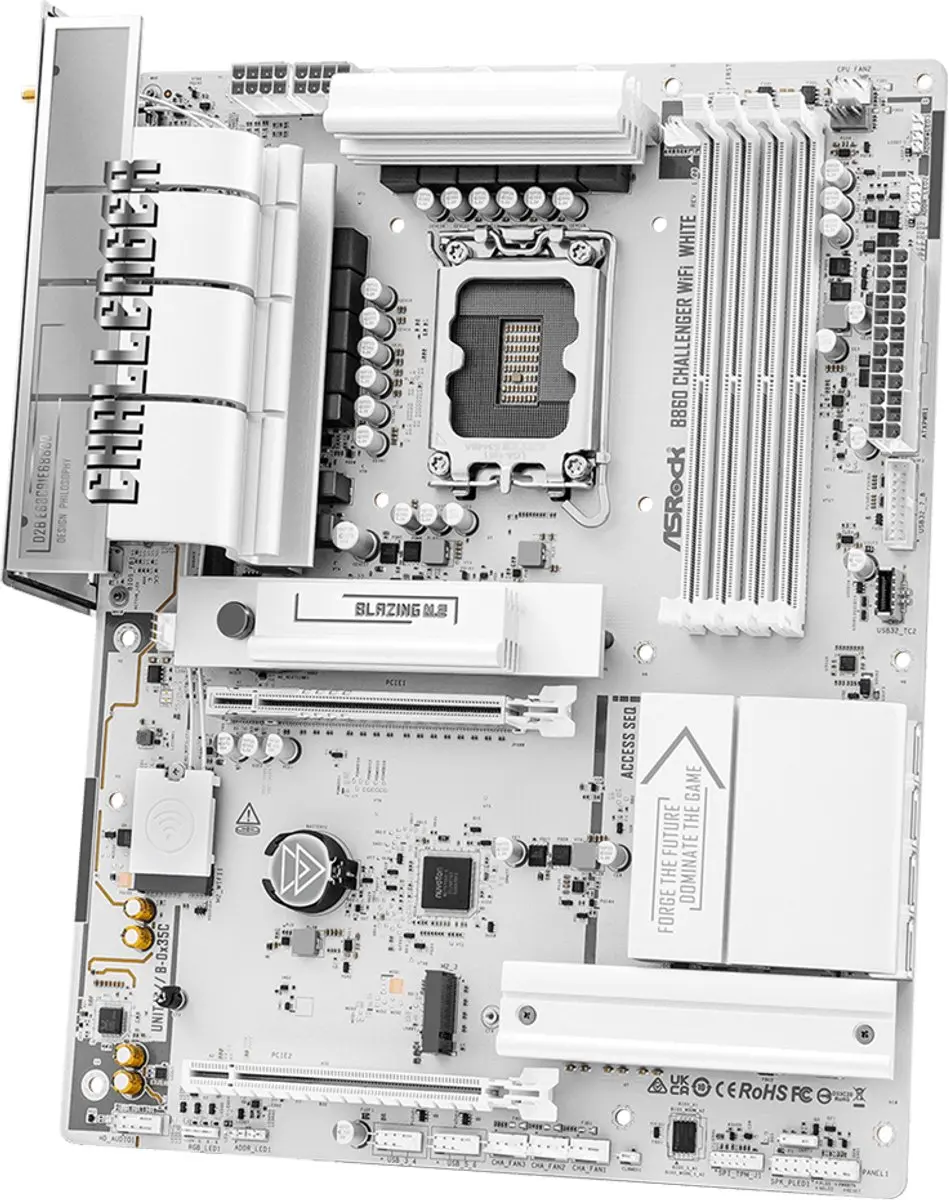 ASRock B860 Challenger WiFi 90-MXBUB0-A0UAYZ Moederbord - Wit - afbeelding 4 van 6