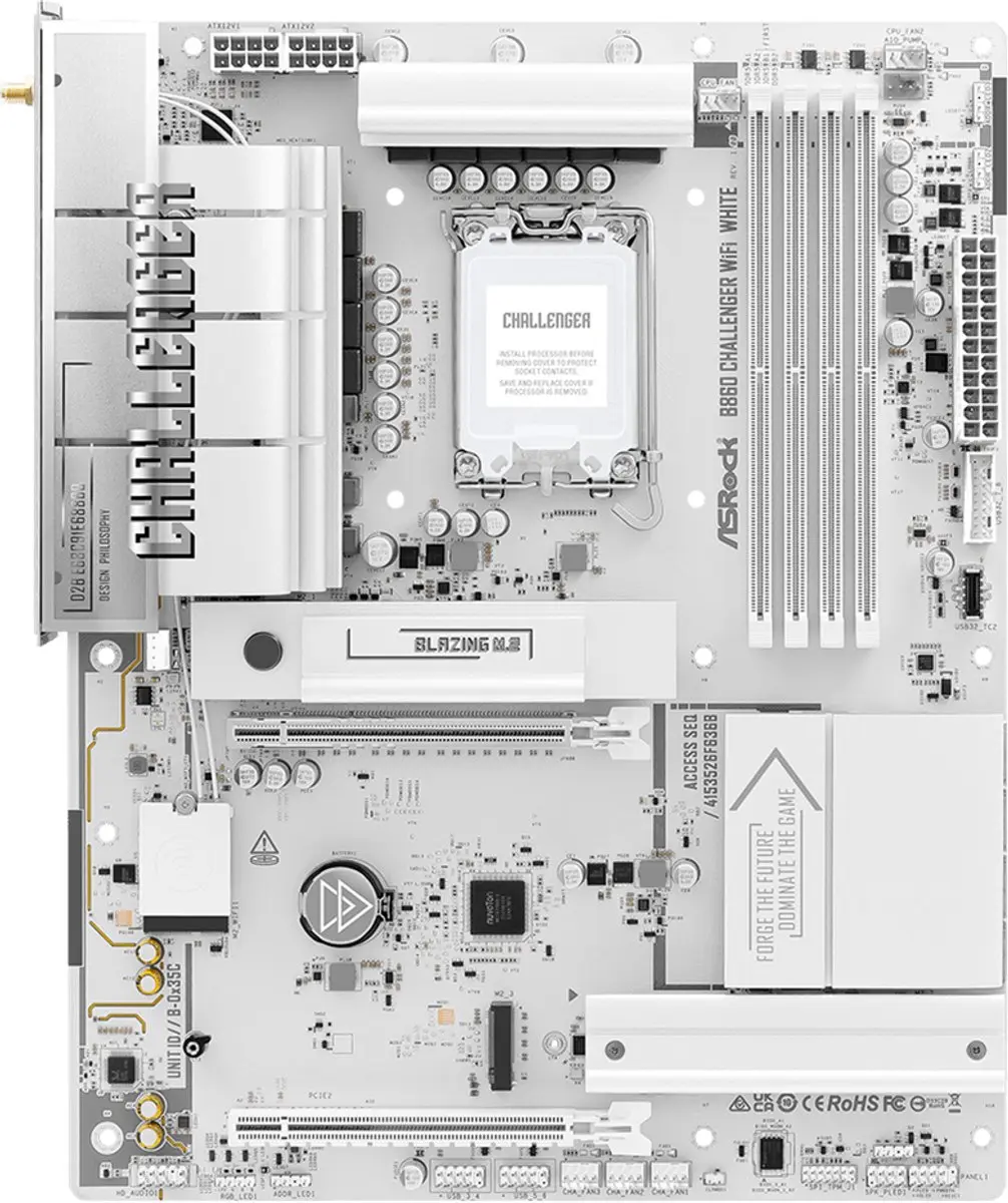 ASRock B860 Challenger WiFi 90-MXBUB0-A0UAYZ Moederbord - Wit - afbeelding 6 van 6