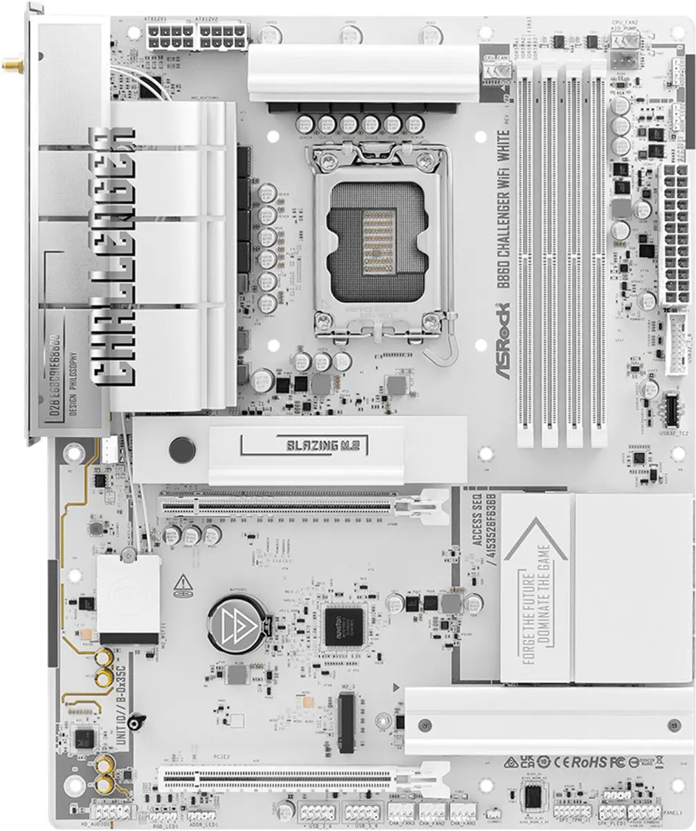 ASRock B860 Challenger WiFi 90-MXBUB0-A0UAYZ Moederbord - Wit - afbeelding 3 van 6