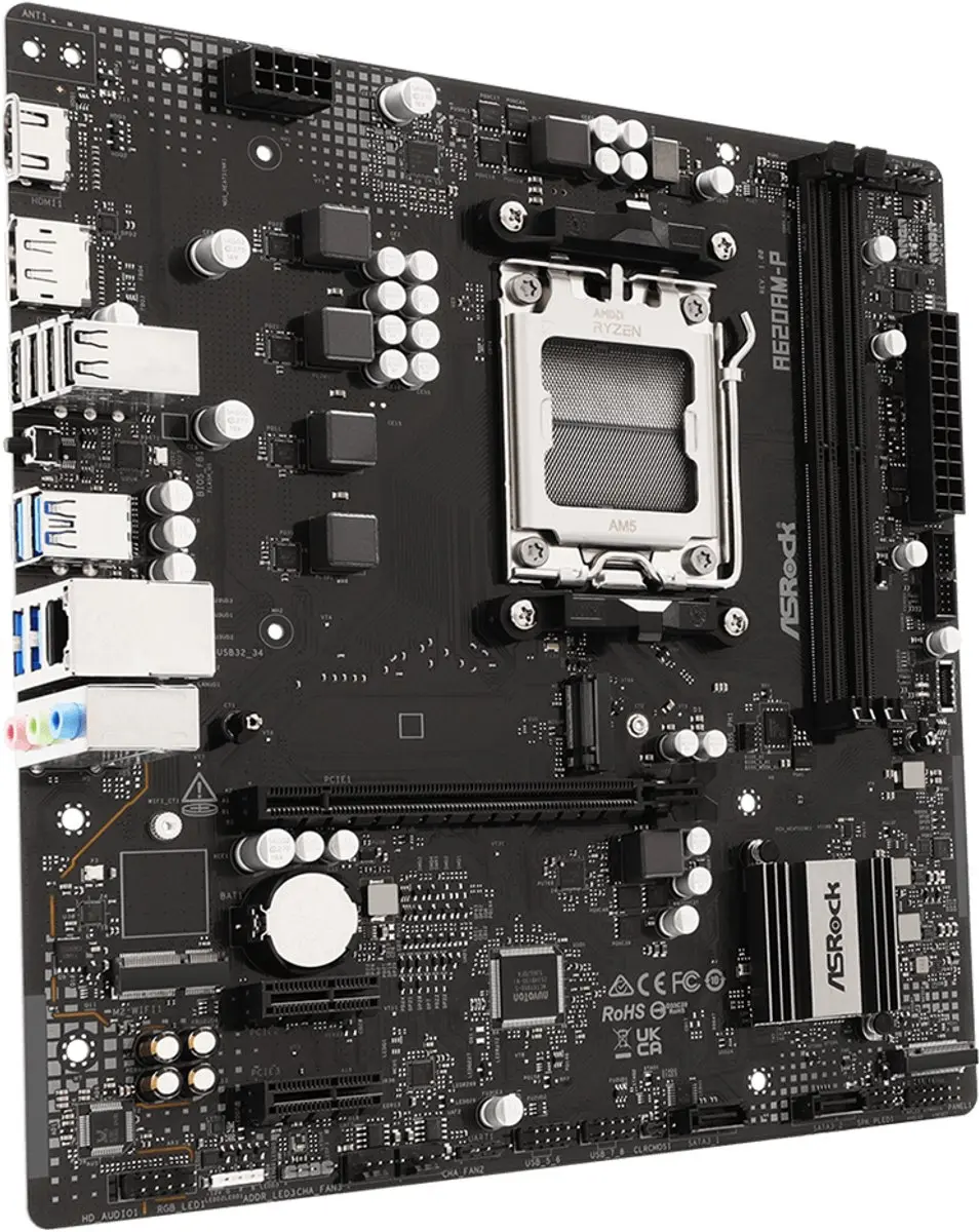 ASRock A620AM-P 90-MXBVJ0-A0UAYZ Moederbord - afbeelding 3 van 6
