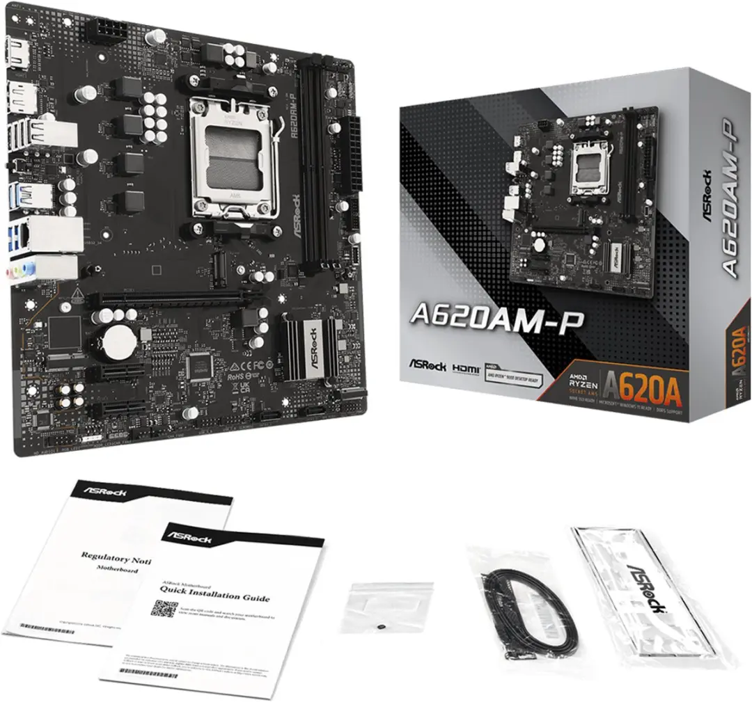 ASRock A620AM-P 90-MXBVJ0-A0UAYZ Moederbord - afbeelding 2 van 6