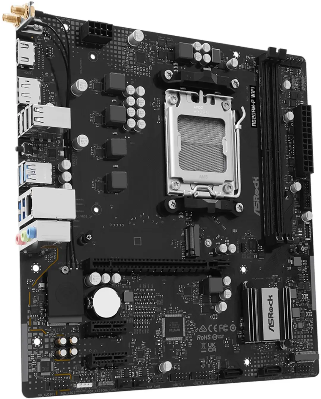 ASRock A620AM-P WiFi 90-MXBW30-A0UAYZ Moederbord - afbeelding 2 van 3