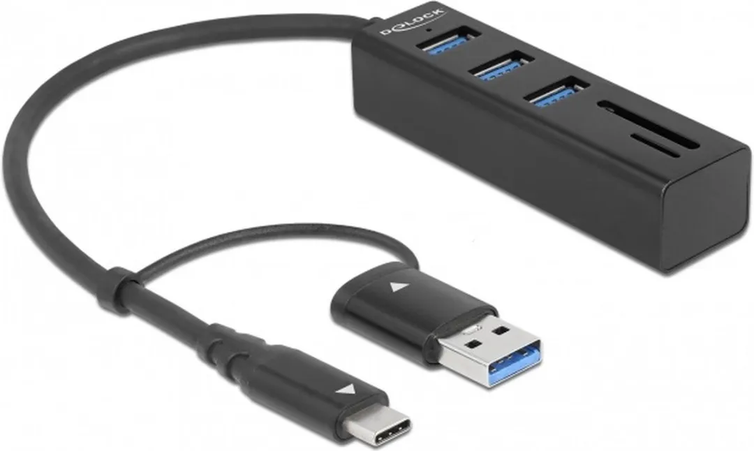 Delock 63859 USB 3.2 Hub 3 Poorten + SD/MicroSD Lezer