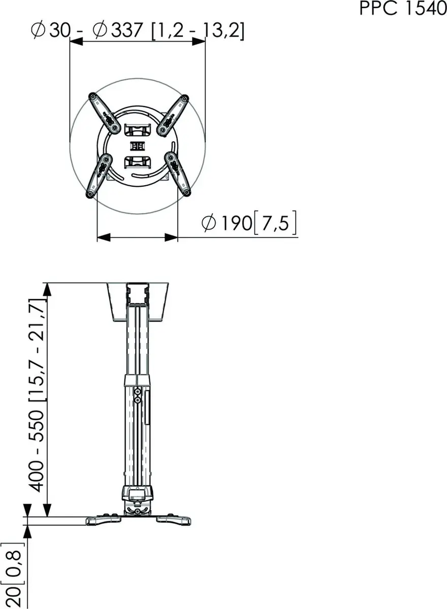 Vogel's PPC 1540 Projectorplafondbeugel 7015401 - Wit - afbeelding 3 van 3