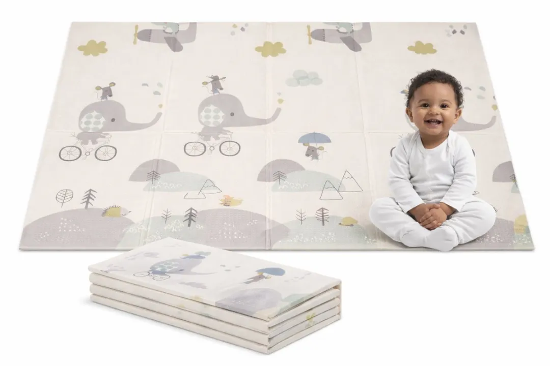 Speelmat Baby, Peuter & Kind 150x200 cm – Extra Dik Speelkleed – Voor Binnen & Buiten – Foam Kruipmat – Dubbelzijdig Opvouwbaar – Inclusief Opbergtas – Zacht & Veilig - Opvouwbare speelmat walvis & bosrijk thema