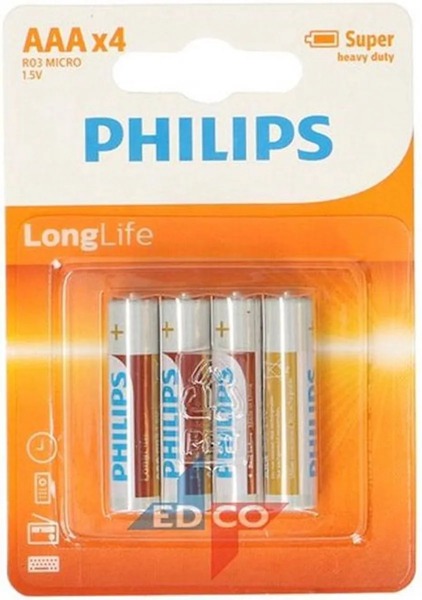 Philips LongLife AAA Batterij 4 Stuks