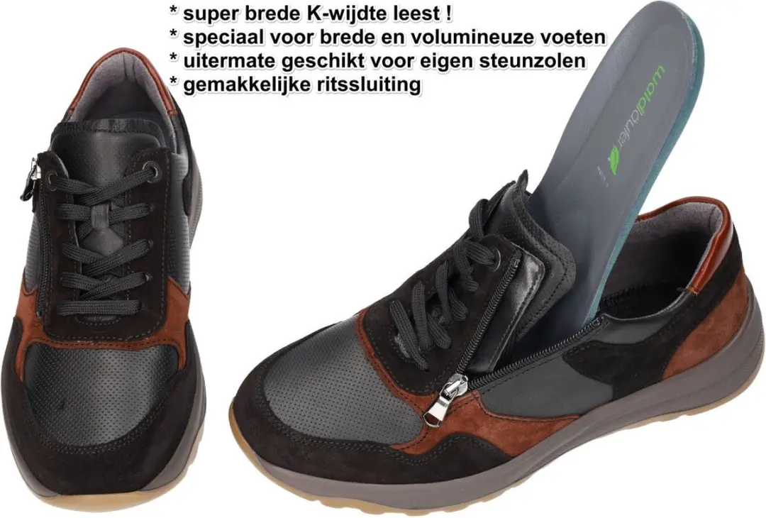 Heren Sneakers Waldlaufer K-john 662001-400-709 Zwart - Maat 9 - afbeelding 5 van 6