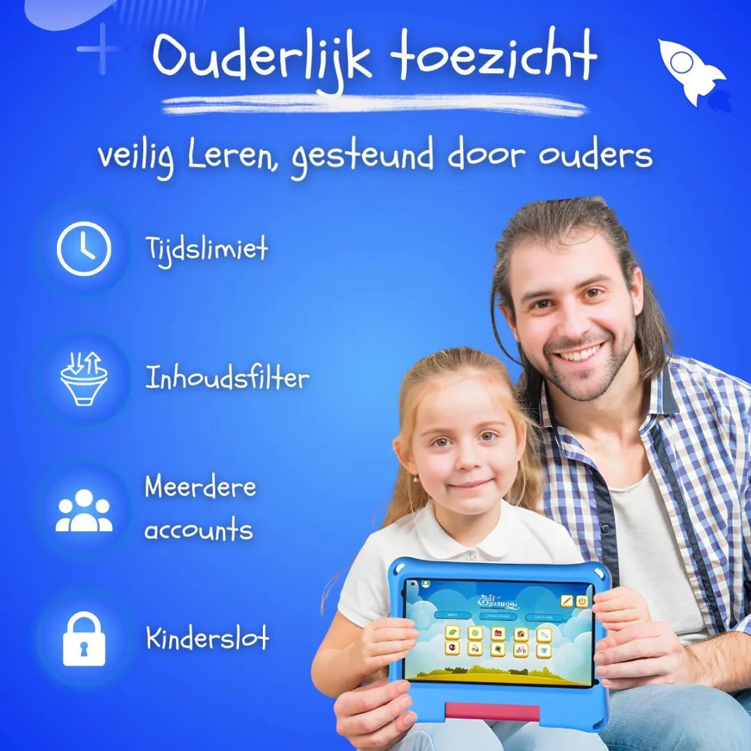CosmoToys® Kids Tablet - Kindertablet - Tablet Kinderen - Vanaf 3 Jaar - Speelgoed voor in de Auto & Onderweg - 7 Inch - Android 11 - Ouderlijk Toezicht - 3500 mAh - Blauw