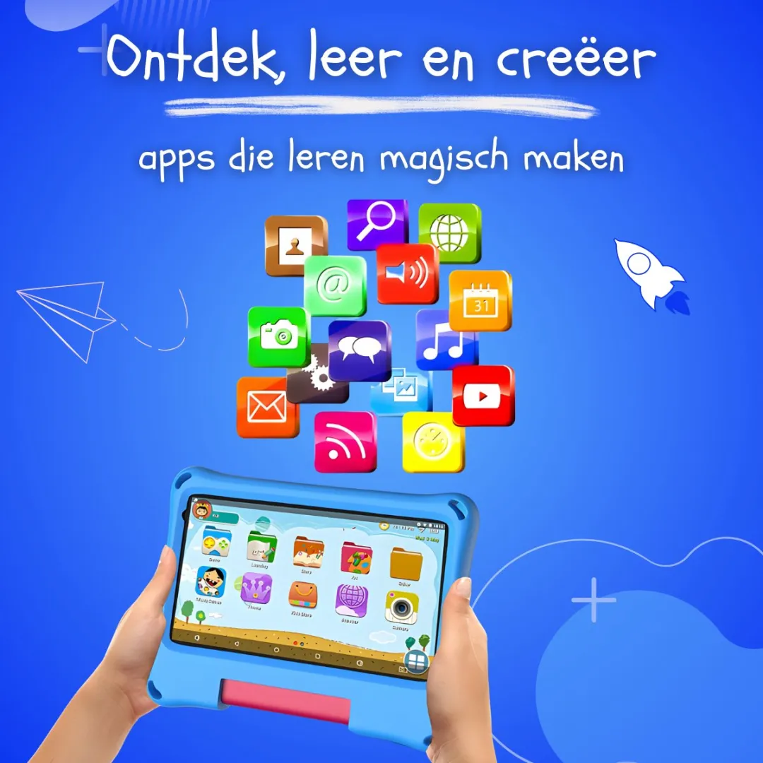 CosmoToys® Kids Tablet - Kindertablet - Tablet Kinderen - Vanaf 3 Jaar - Speelgoed voor in de Auto & Onderweg - 7 Inch - Android 11 - Ouderlijk Toezicht - 3500 mAh - Blauw