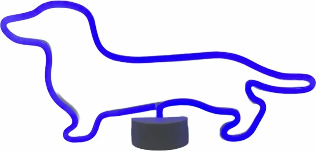 Teckel led neon lamp hond (Kleur blauw)