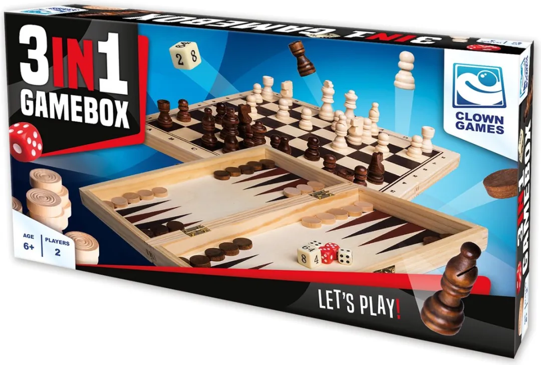 Clown Games - 3-In-1 Spellendoos - Hout