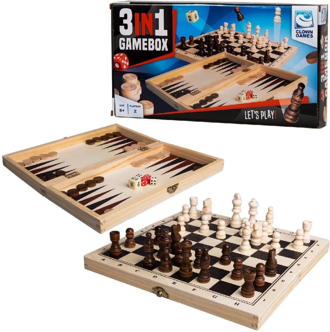 Clown Games - 3-In-1 Spellendoos - Hout