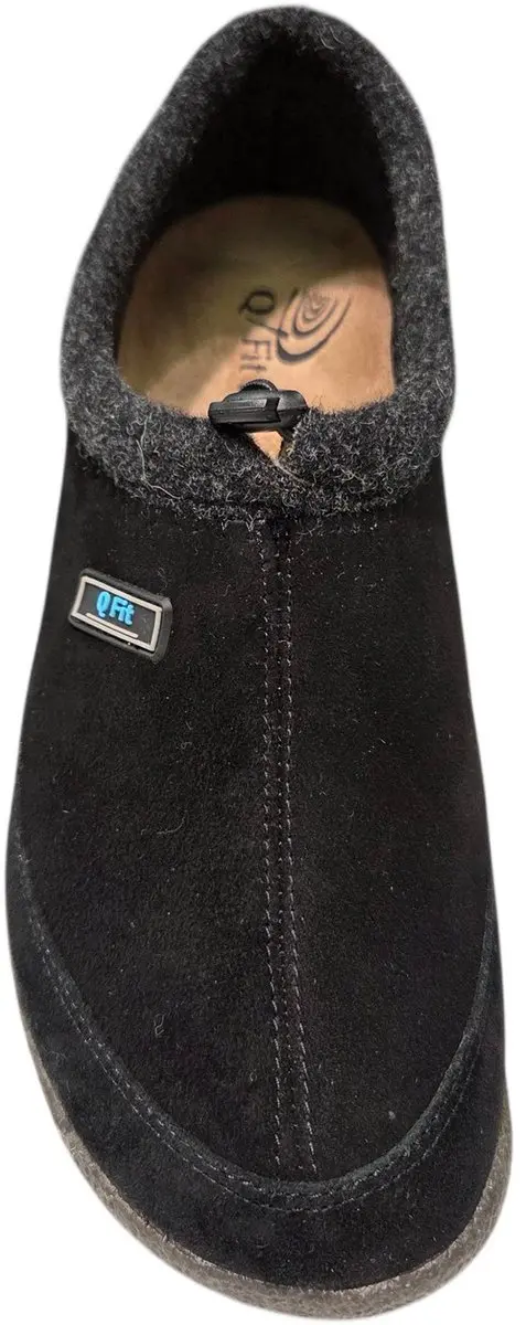 Q-Fit Bern 4 Nubuck Gesloten Heren Pantoffels - Zwart - afbeelding 2 van 4