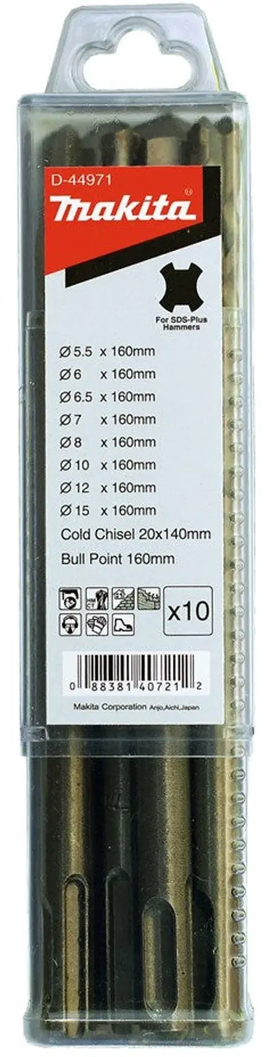 Makita D-44971 Betonboor-/Beitelset 10-delig