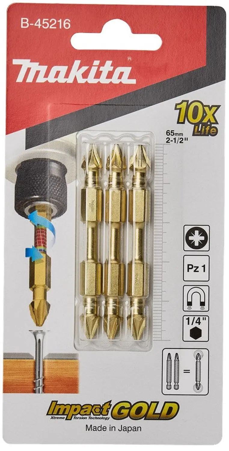 Makita B-45216 Slagschroefbit PZ1x65mm - afbeelding 2 van 2