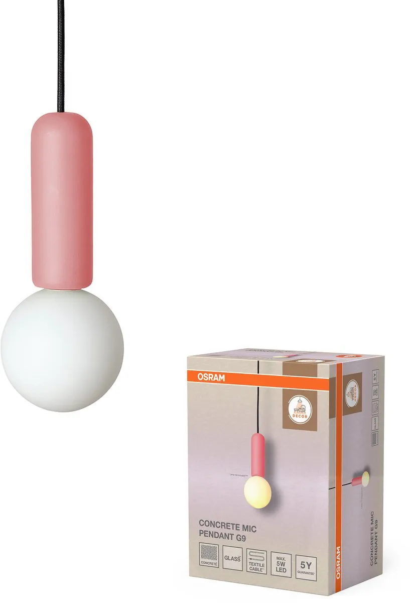 Osram Decor Beton Mic Hanglamp G9 100mm - Roze