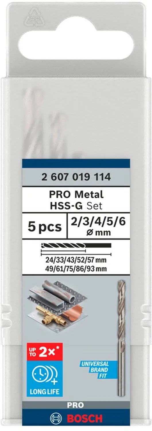 Bosch PRO METAL HSS-G SPIRAALBOORSET, 5-DELIG